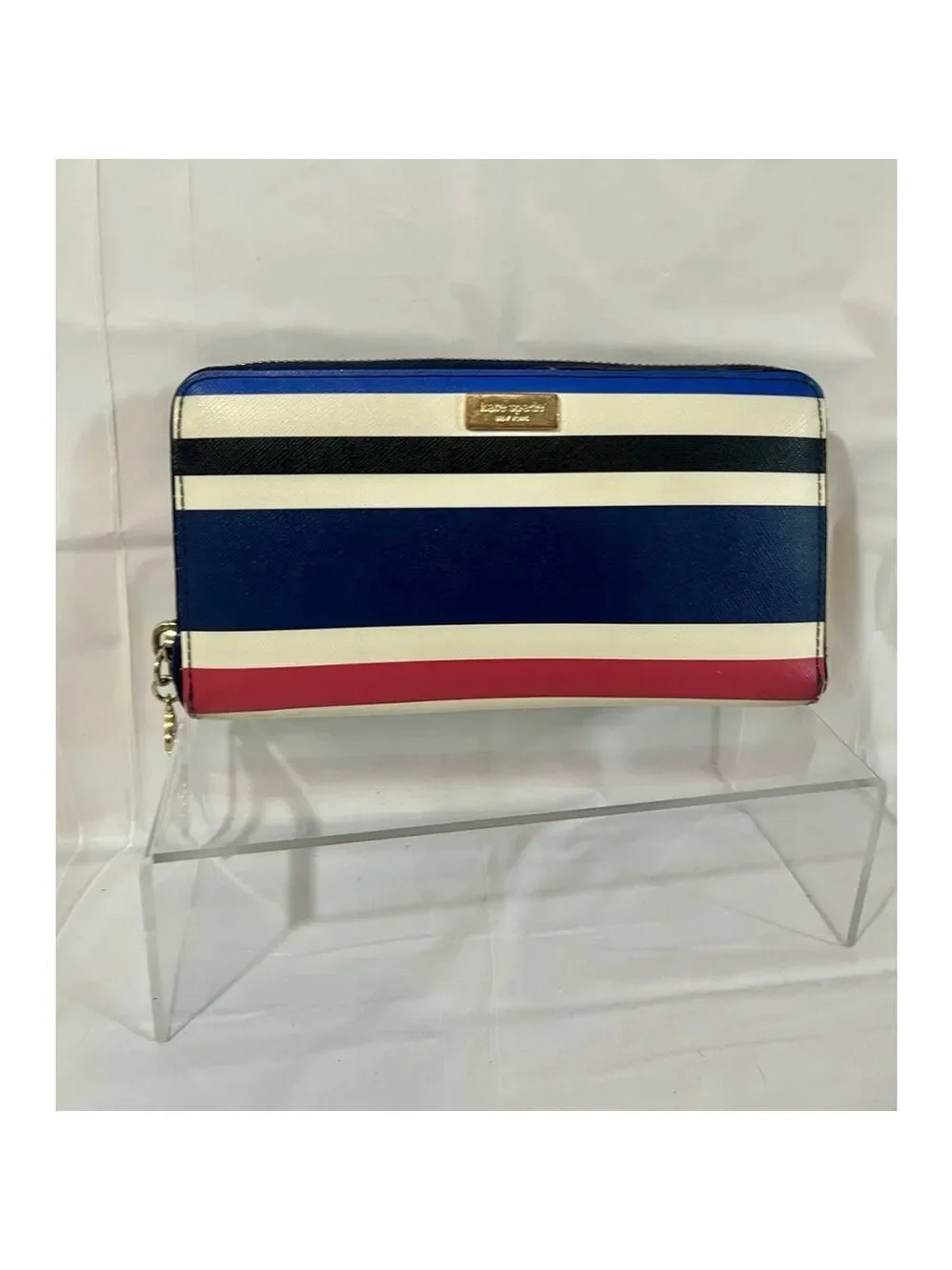 Kate Spade Laurel Way Neda Cruise Stripe Zip Around Accordion Wallet Clutch